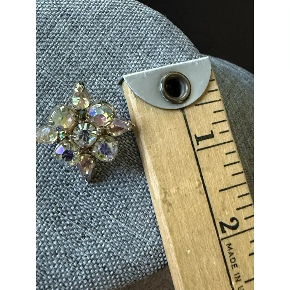 Vintage AB Austrian Crystal Scatter Scarf Lapel Pin Aurora Borealis Cocktail
